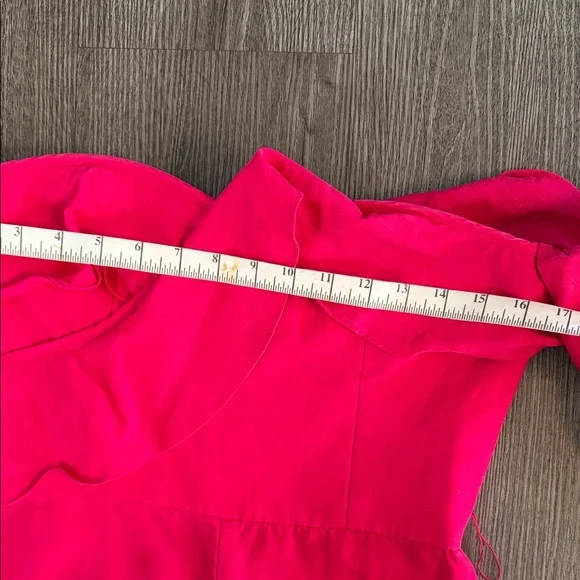 Hot Pink Off Shoulder Jumpsuit Ruffle Wide Leg Chic , crop - Picture 6 of 11